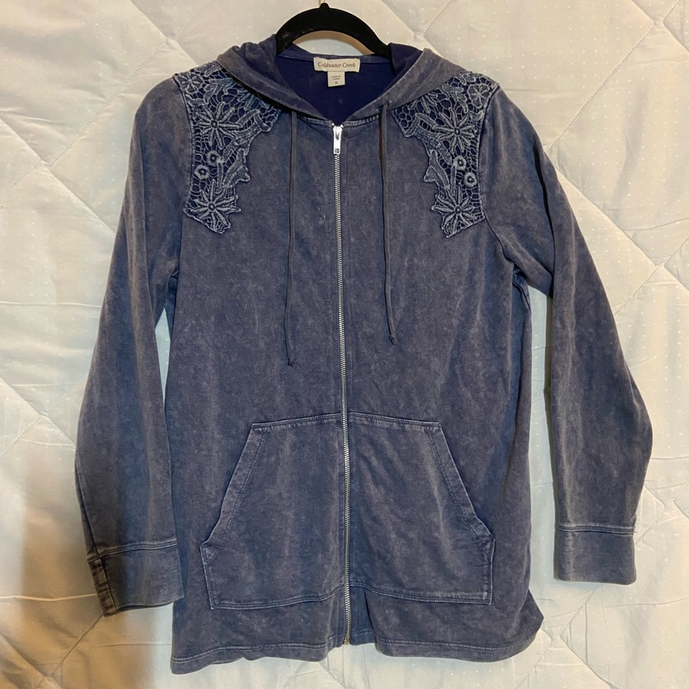 COLDWATER CREEK Grayish Purple Size Medium Poly/Rayon Zip Front Jacket- NWOT